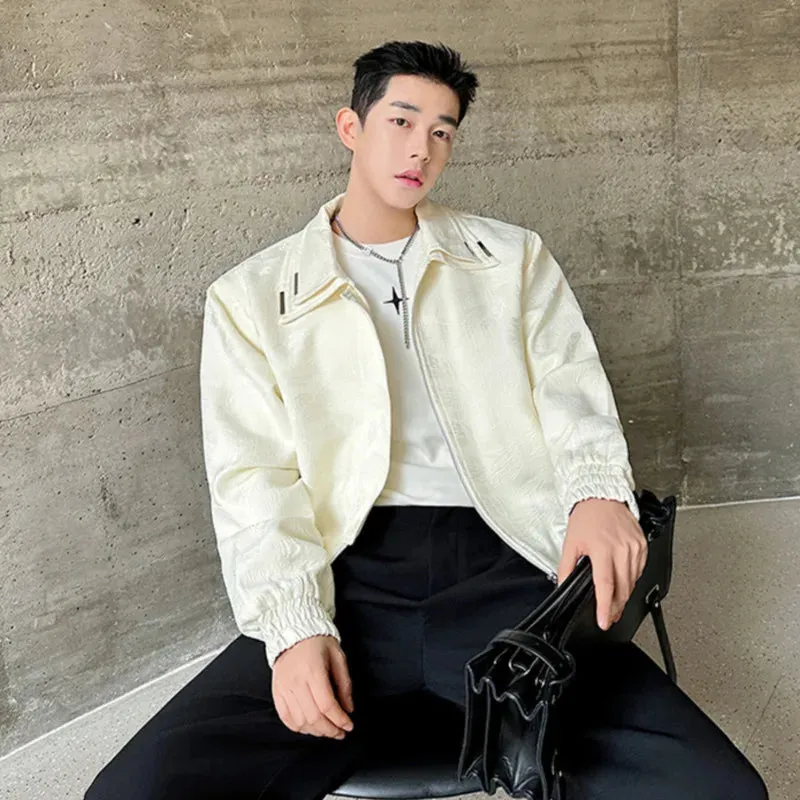 Men Double Neck Design Jacket Fashionable Chinese Jacquard Fabric Spring Trendy Solid Color Casual 9C5076