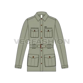 Mens Military Green Field Jacket Template