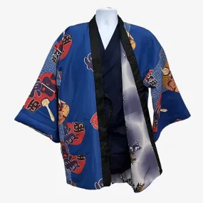 Mens traditional Japanese reversible Hanten coat - Sumo, tiger and dragon print