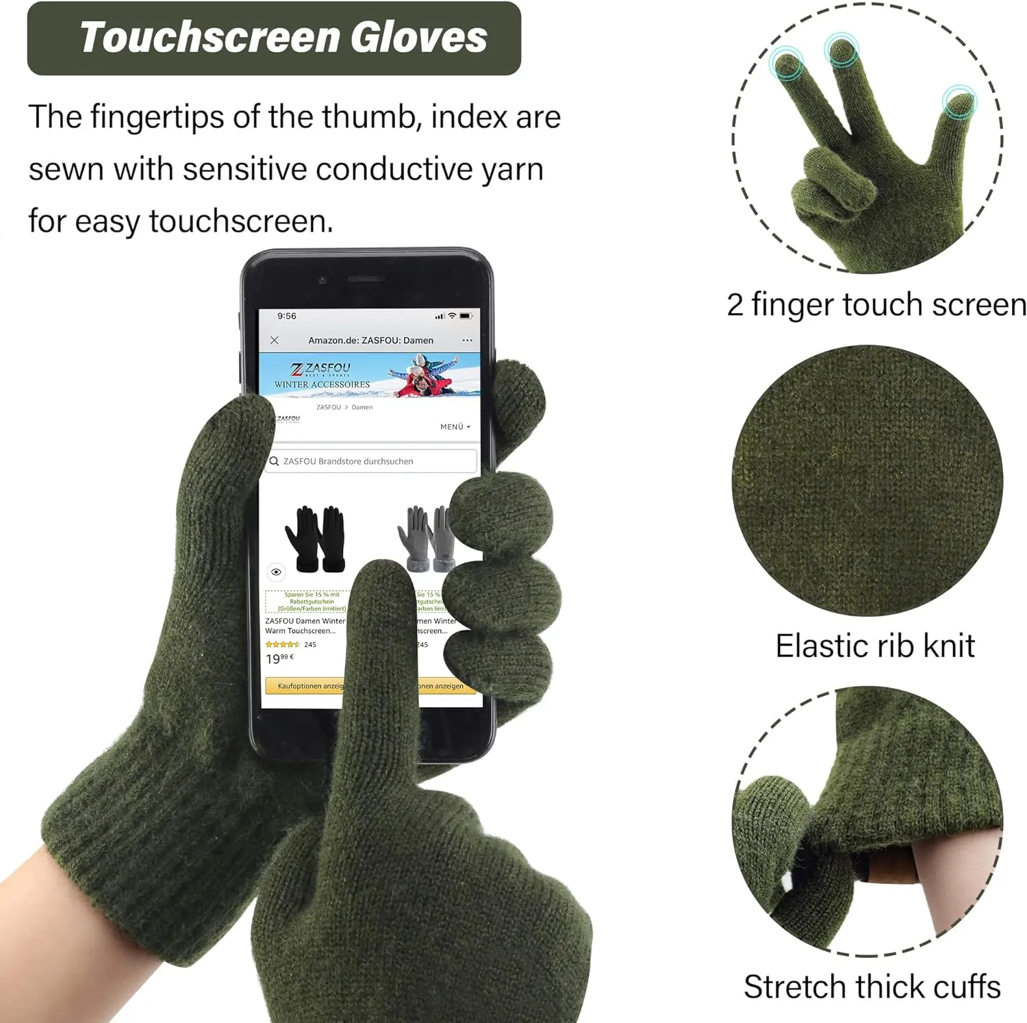 Men's Warm Black/Gray Beanie Knit Hat, Scarf & Gloves Set