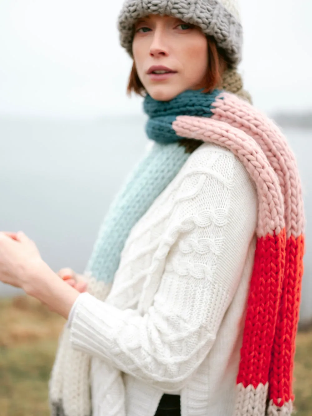 MerSea - Chunky Knit Striped Scarf - Multi