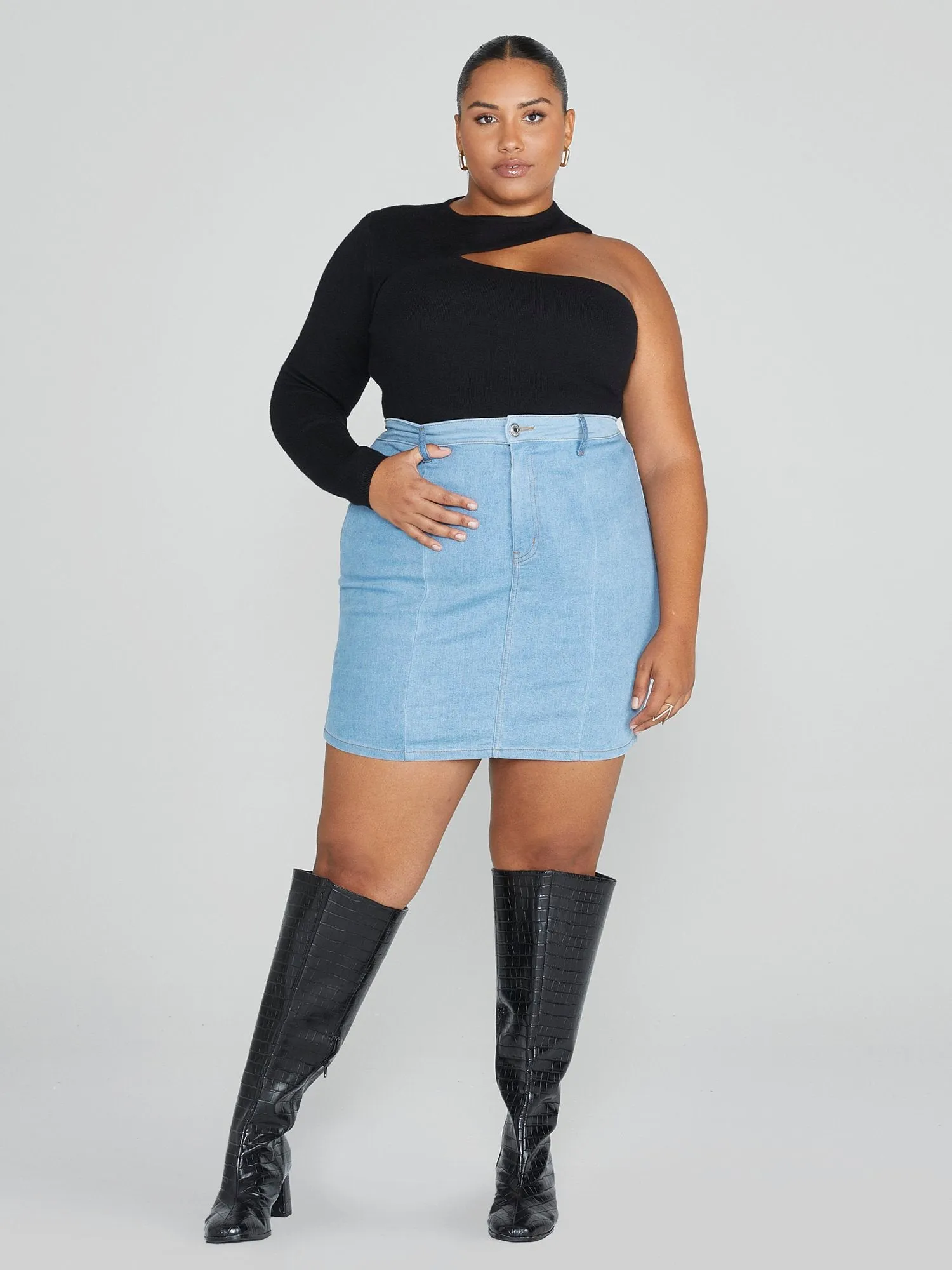 Mia One Shoulder Asymmetrical Cutout Sweater