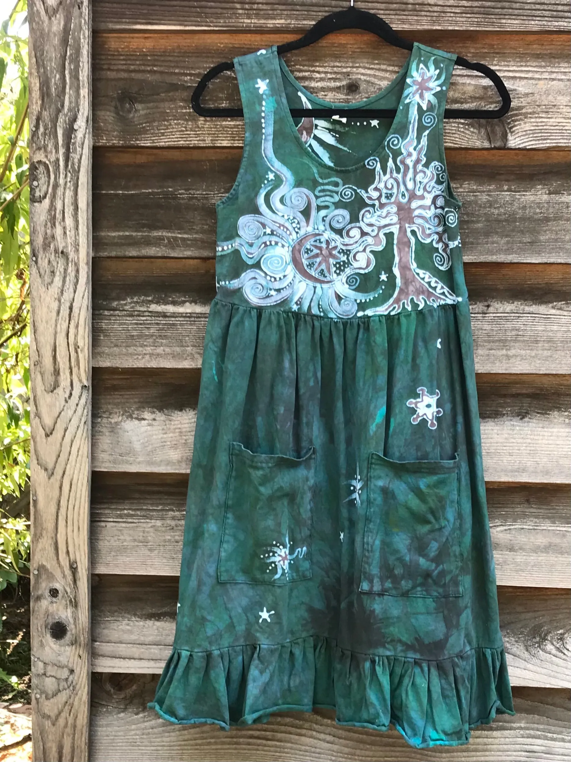 Mist in the Moss Forest - Farmer's Market Pocket Dress - Size Small