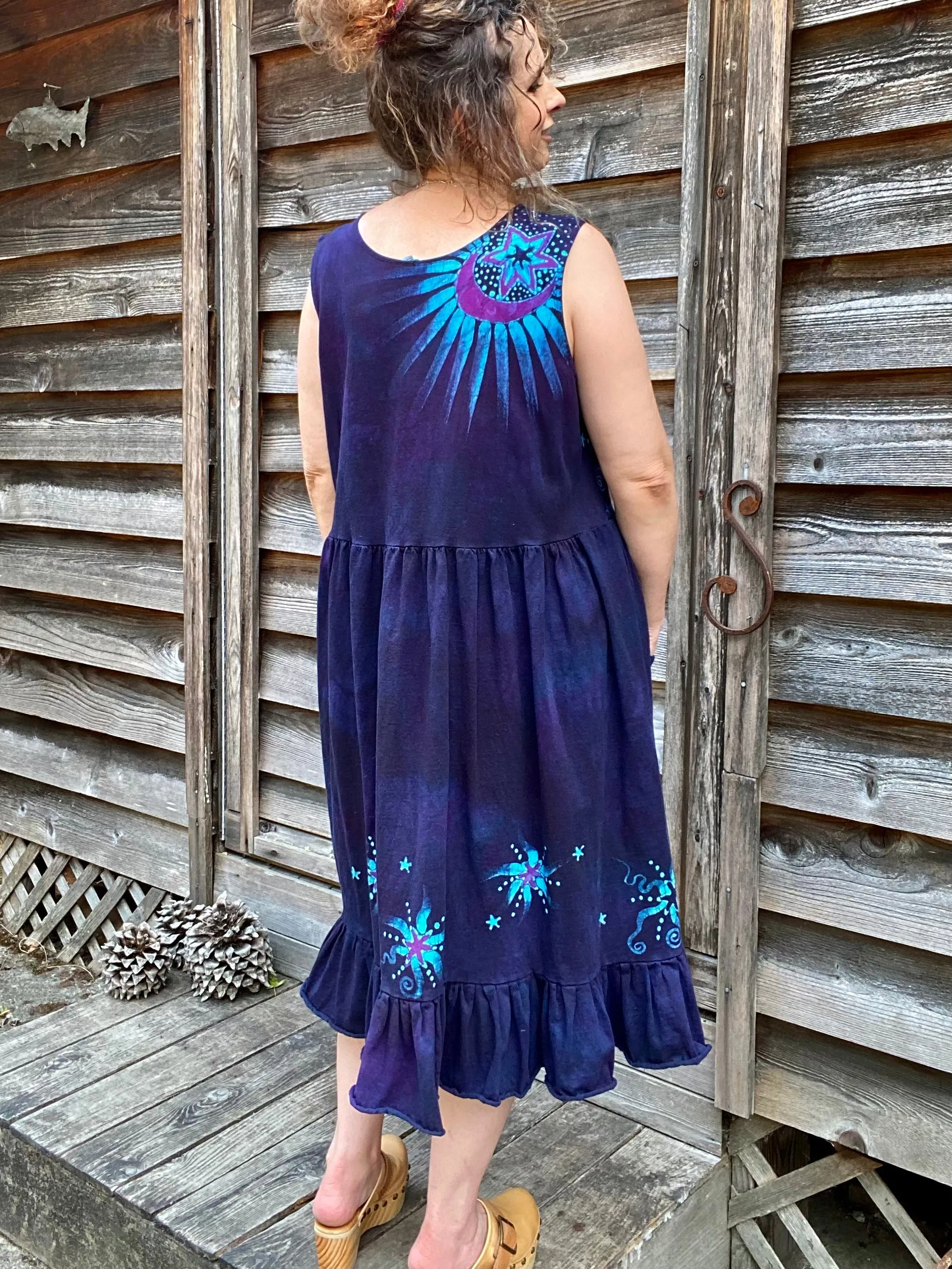 Mystic Moonlight with Turquoise Sunrise - Farmer's Market Pocket Dress - Size 2X