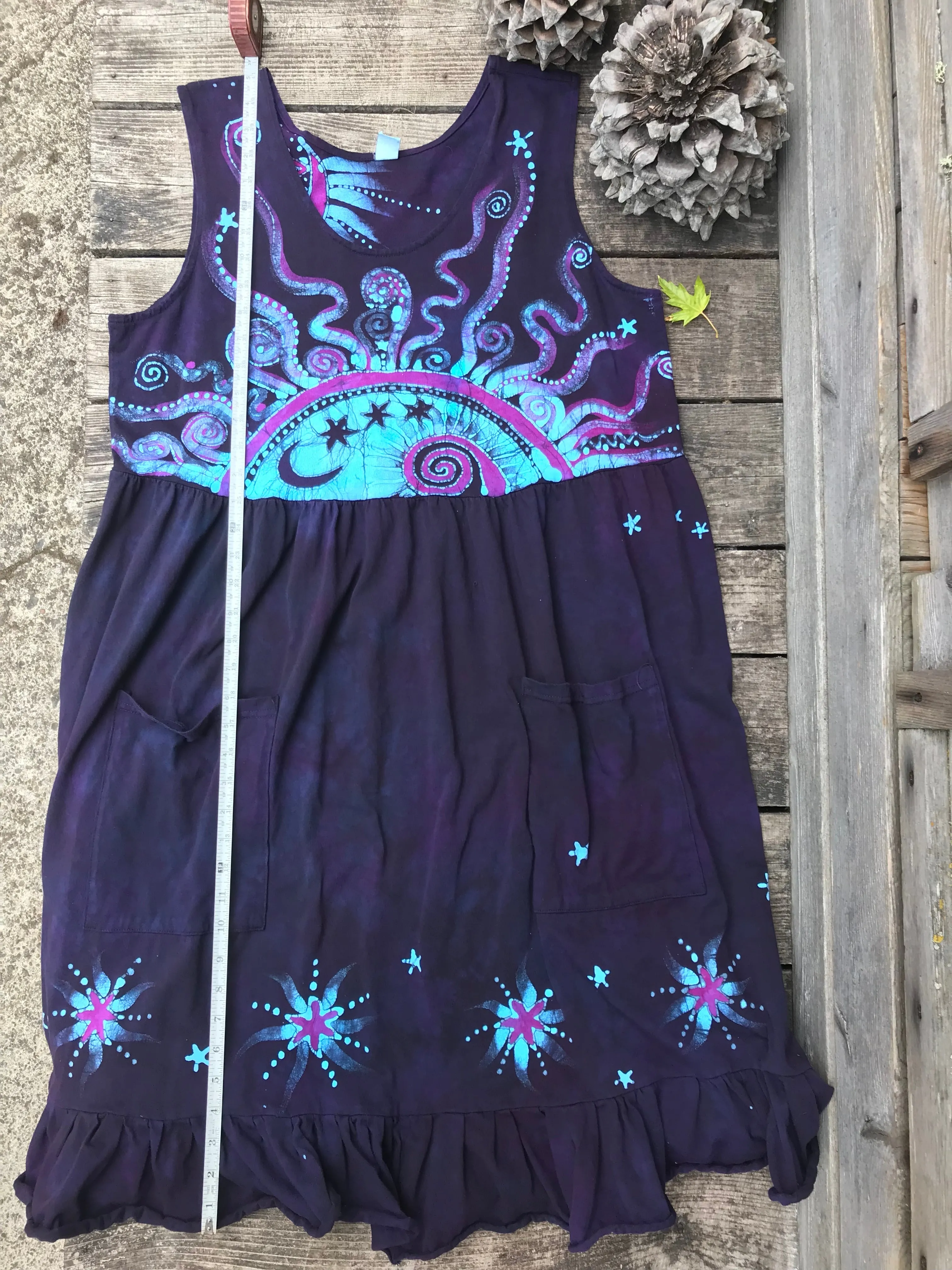 Mystic Moonlight with Turquoise Sunrise - Farmer's Market Pocket Dress - Size 2X