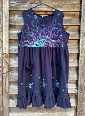 Mystic Moonlight with Turquoise Sunrise - Farmer's Market Pocket Dress - Size 3X