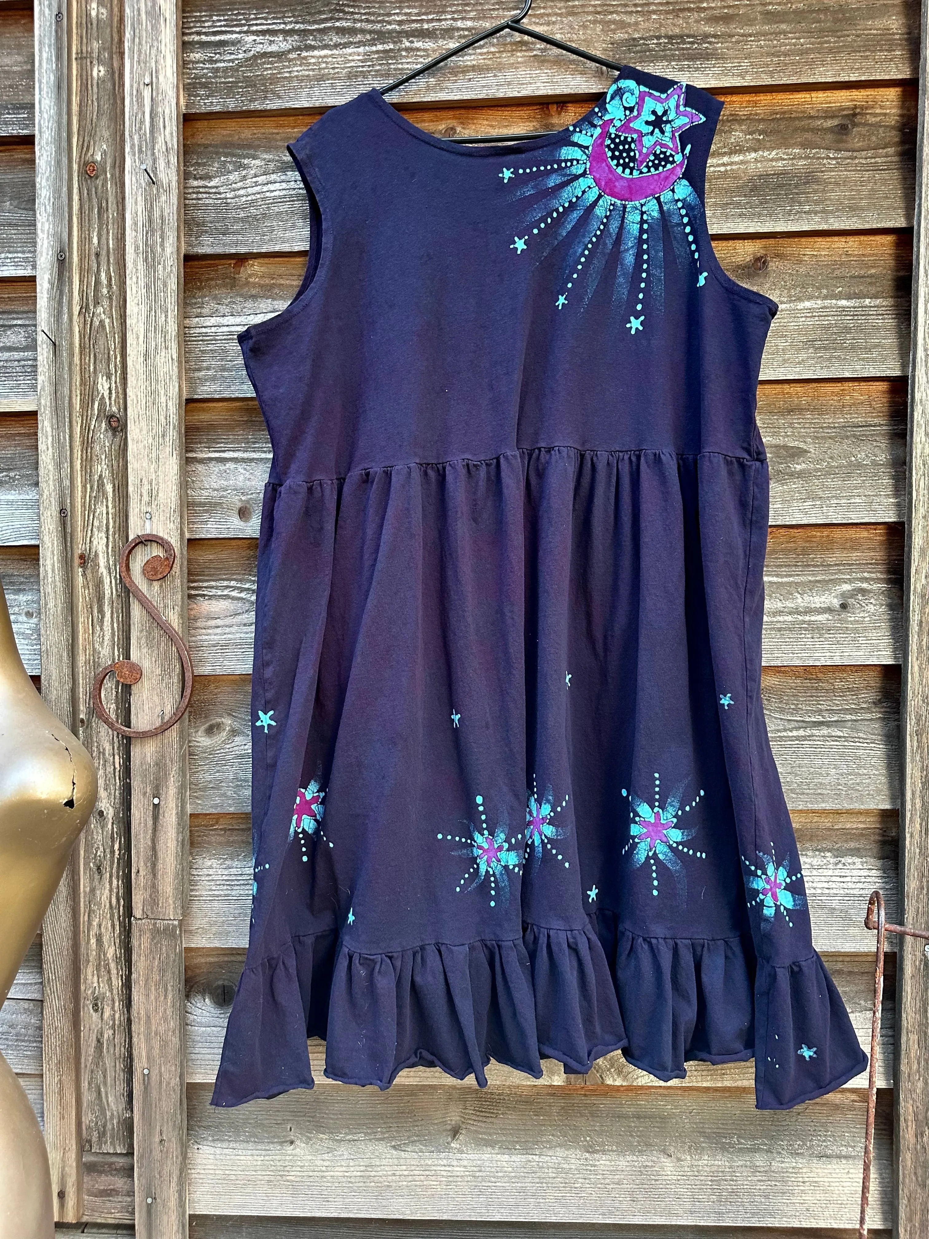 Mystic Moonlight with Turquoise Sunrise - Farmer's Market Pocket Dress - Size 3X