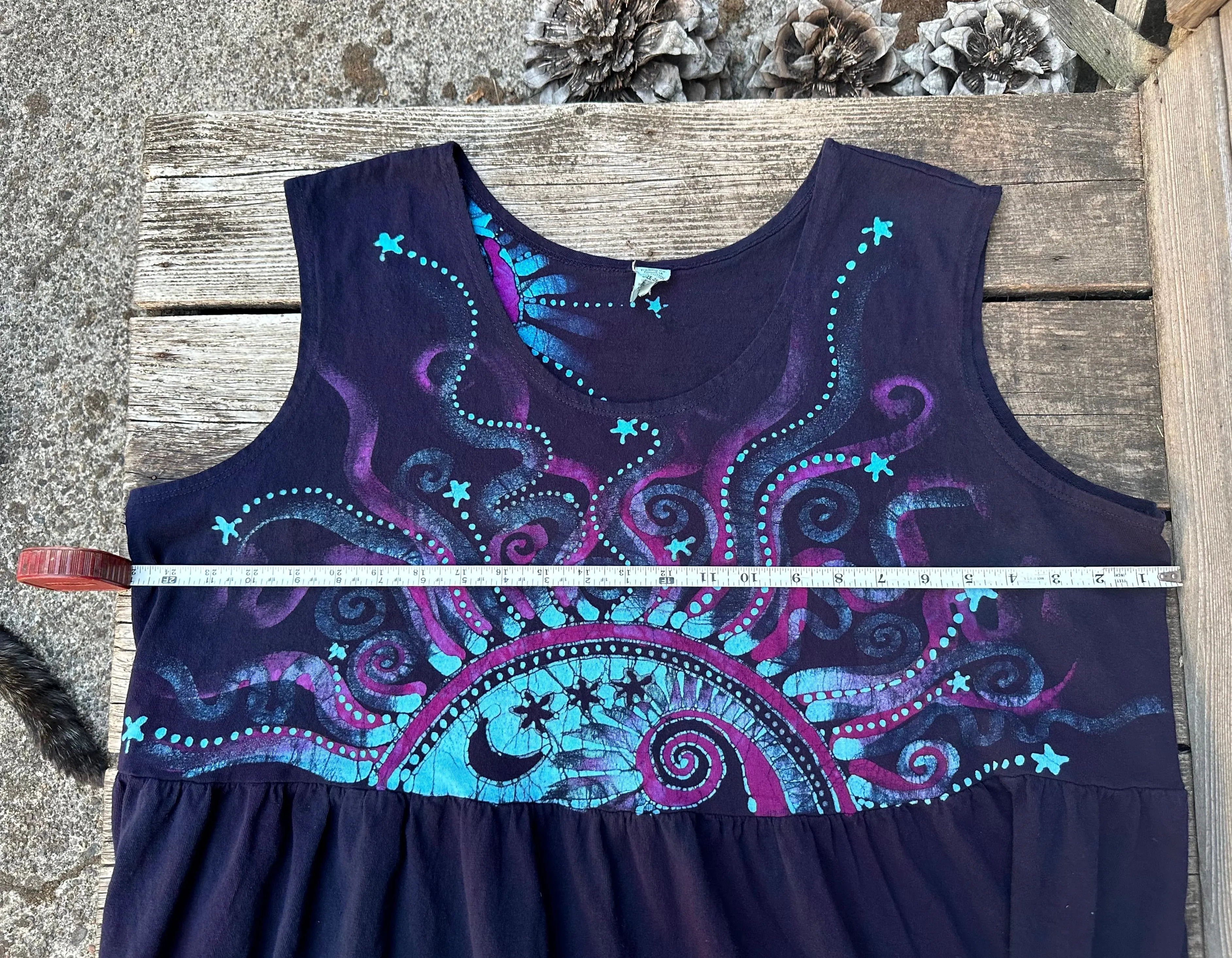 Mystic Moonlight with Turquoise Sunrise - Farmer's Market Pocket Dress - Size 3X