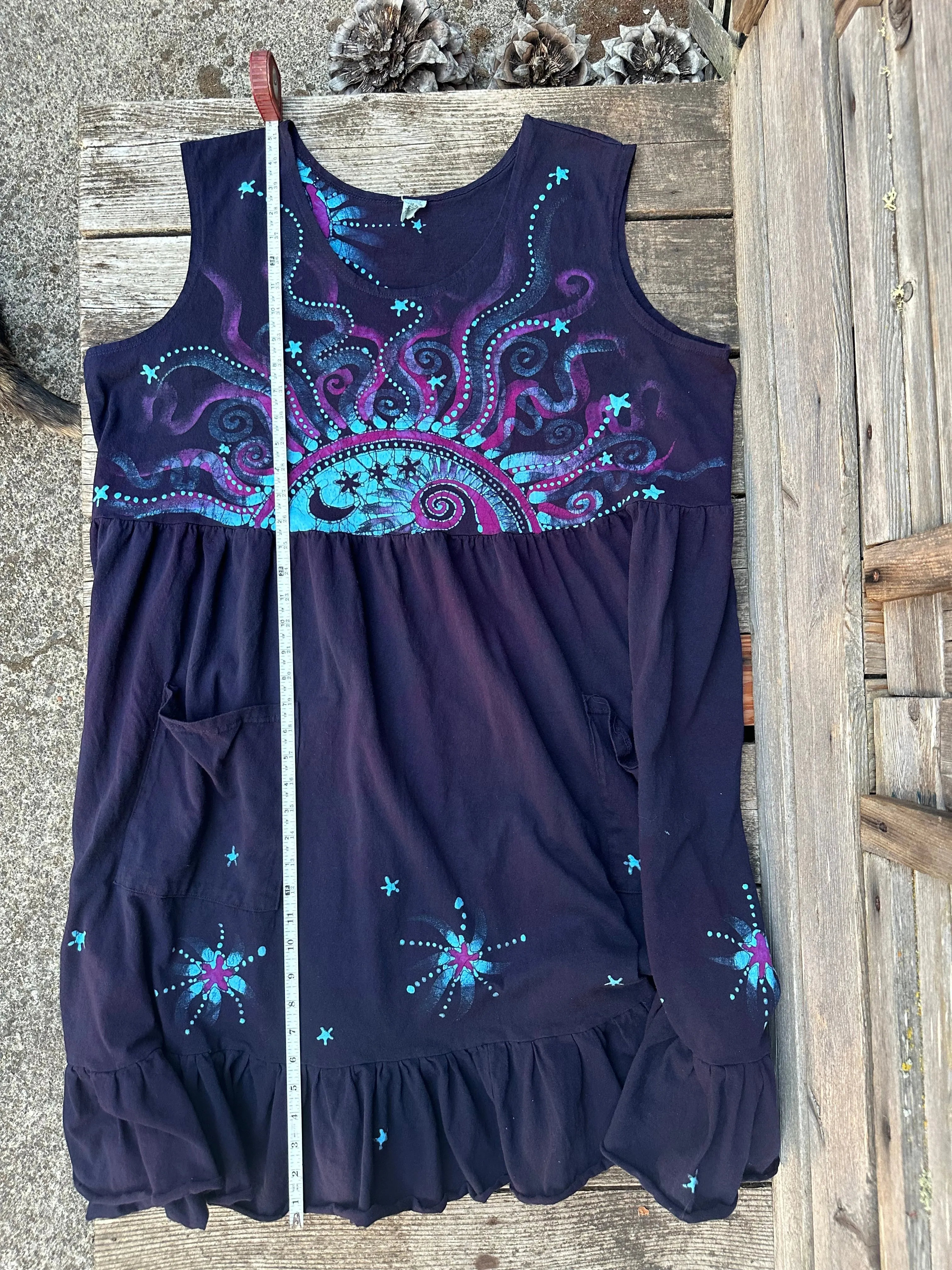 Mystic Moonlight with Turquoise Sunrise - Farmer's Market Pocket Dress - Size 3X