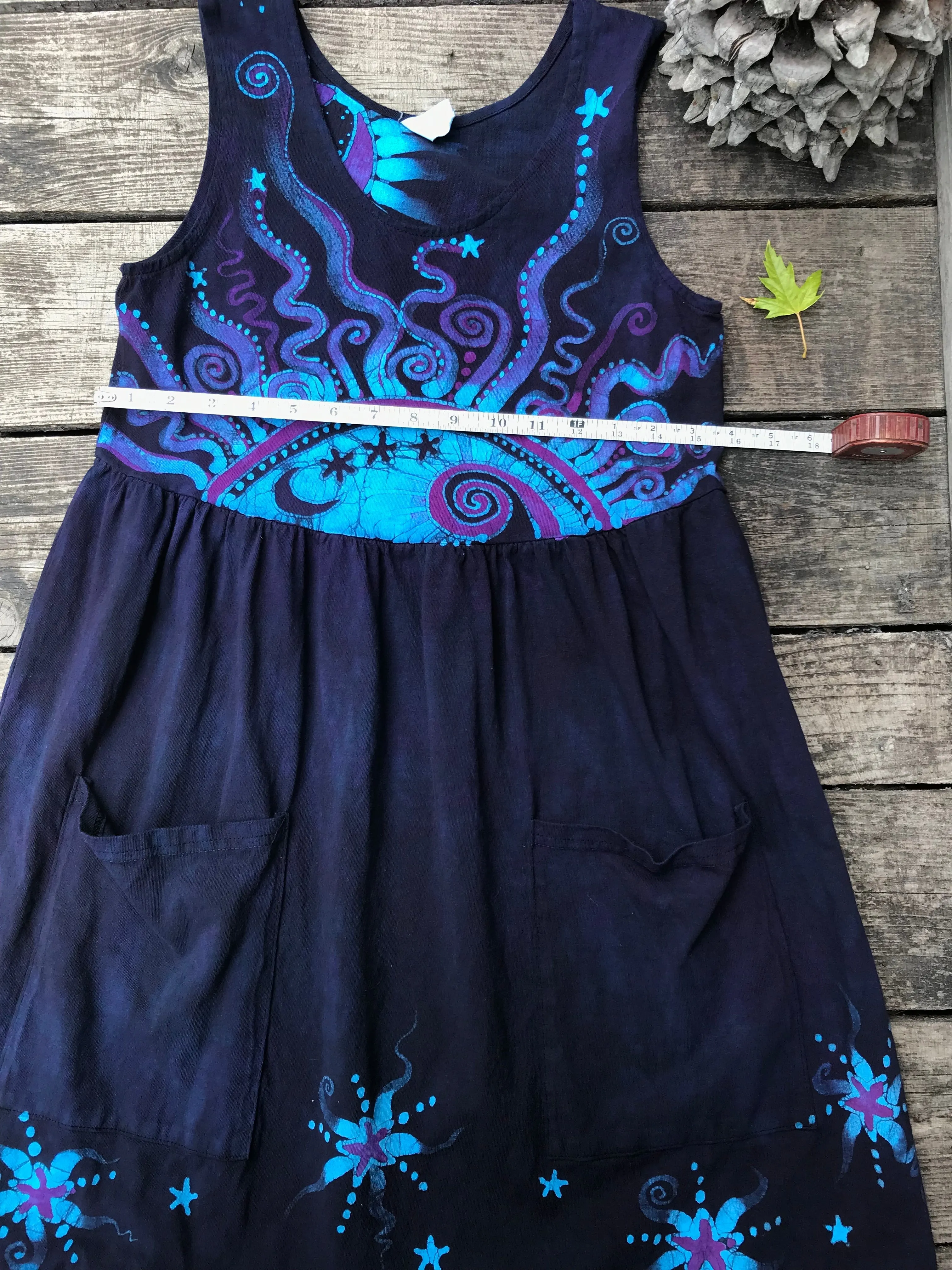 Mystic Moonlight with Turquoise Sunrise - Farmer's Market Pocket Dress - Size Small