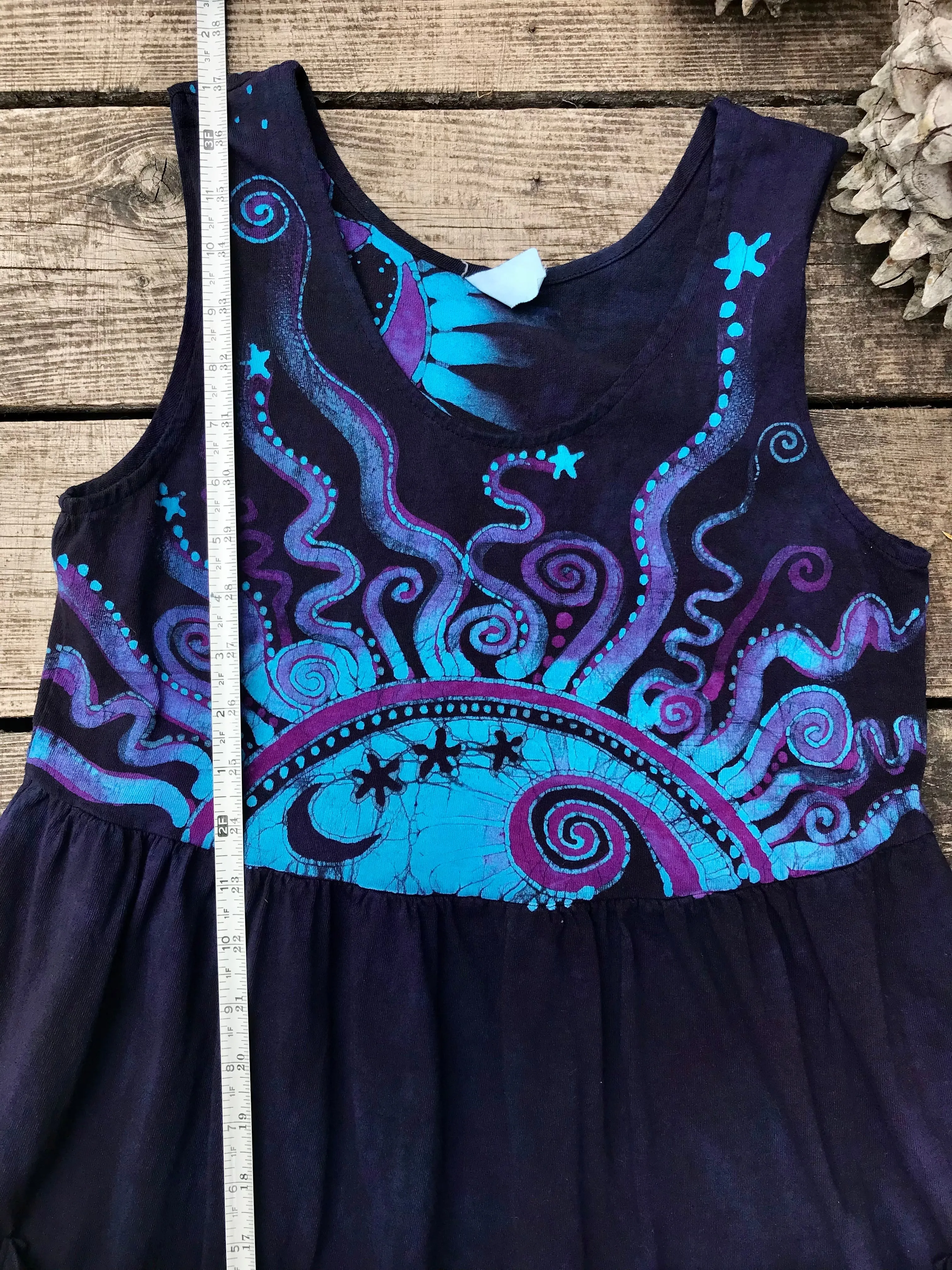 Mystic Moonlight with Turquoise Sunrise - Farmer's Market Pocket Dress - Size Small