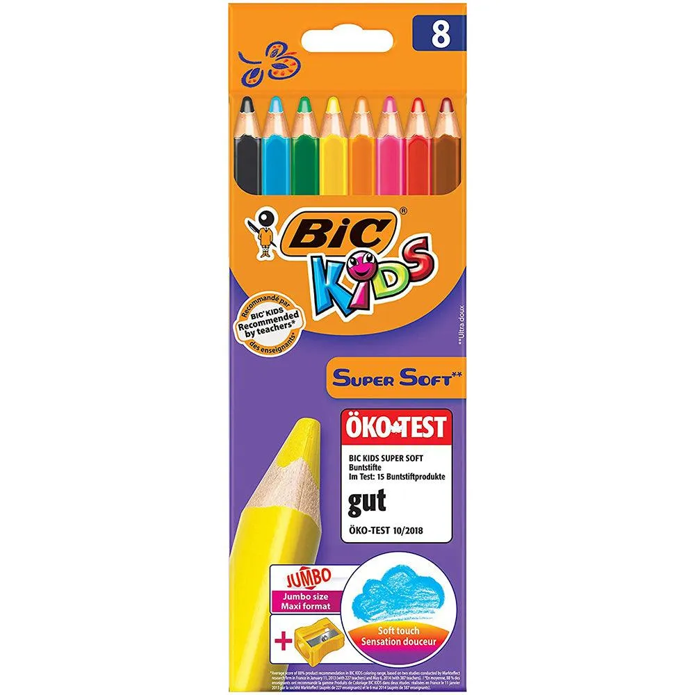 (NET) Bic Kids Color Super Soft 8 Colors pencil sharpener / 8 Pieces