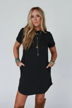 On The Daily Pocket Tee Dress - Charcoal