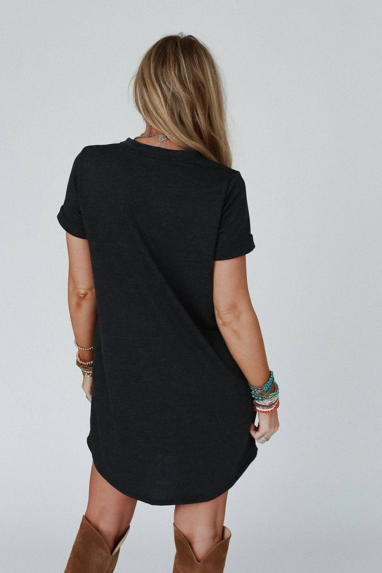 On The Daily Pocket Tee Dress - Charcoal