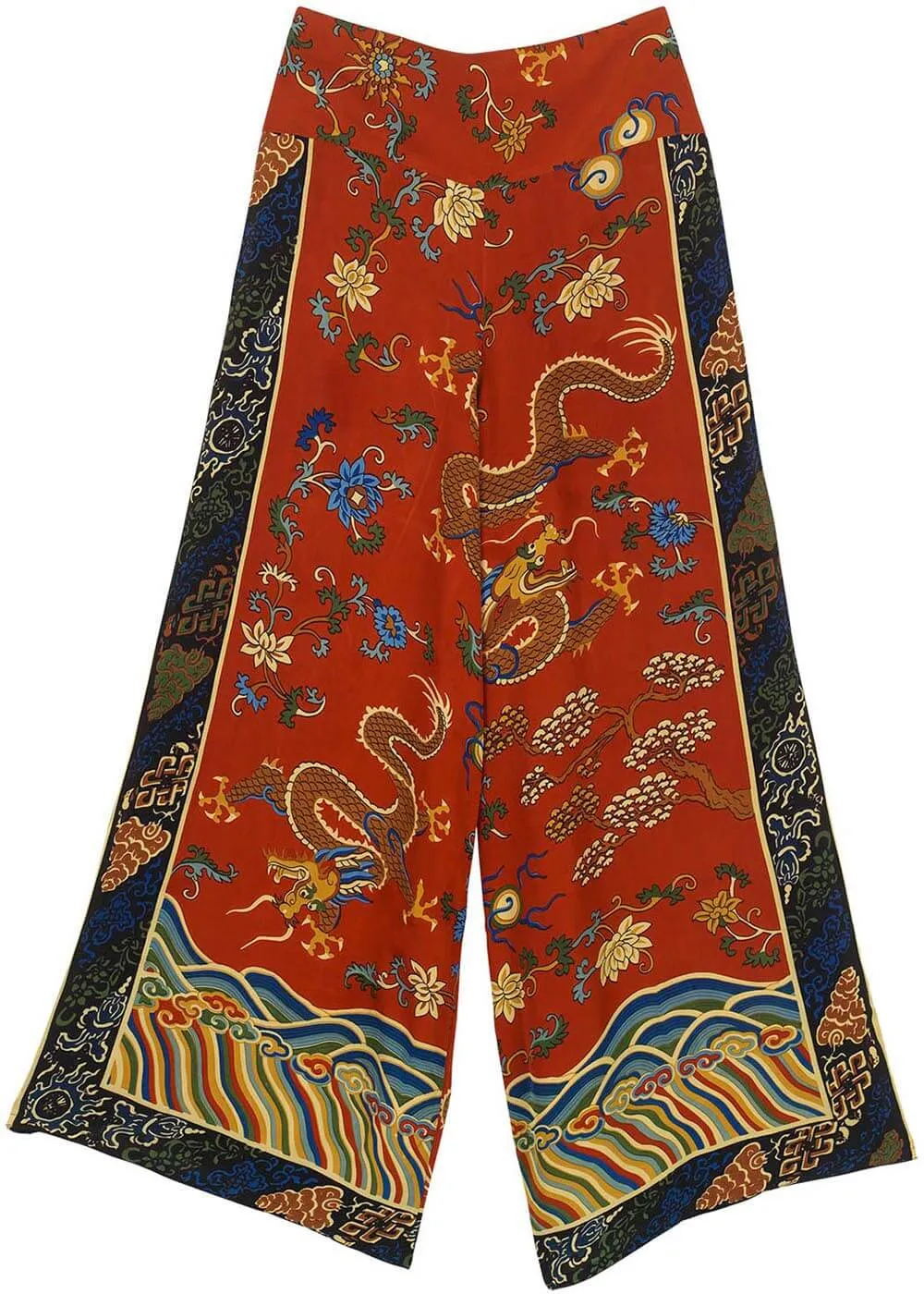 One Hundred Stars Dragon Crepe Palazzo Trousers Rust
