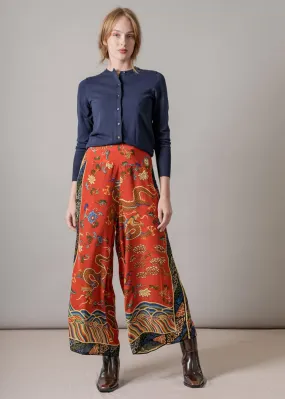 One Hundred Stars Dragon Crepe Palazzo Trousers Rust