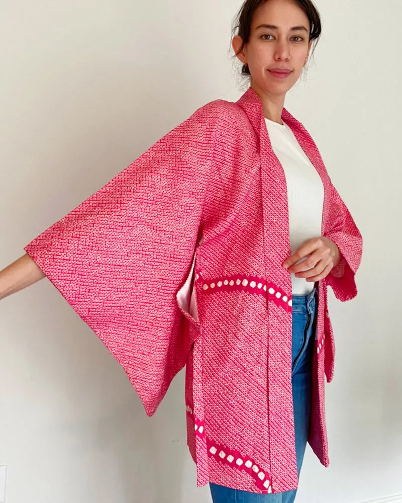One Line Shibori Haori Kimono Jacket