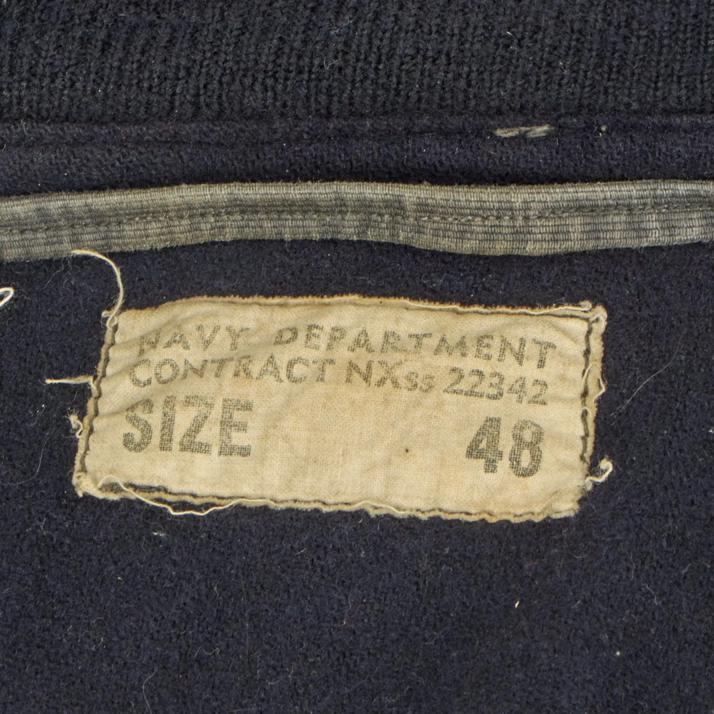 Original U.S. Navy WWII 2nd Pattern Hook Front Blue Deck Jacket - LARGE SIZE - Circa 1943