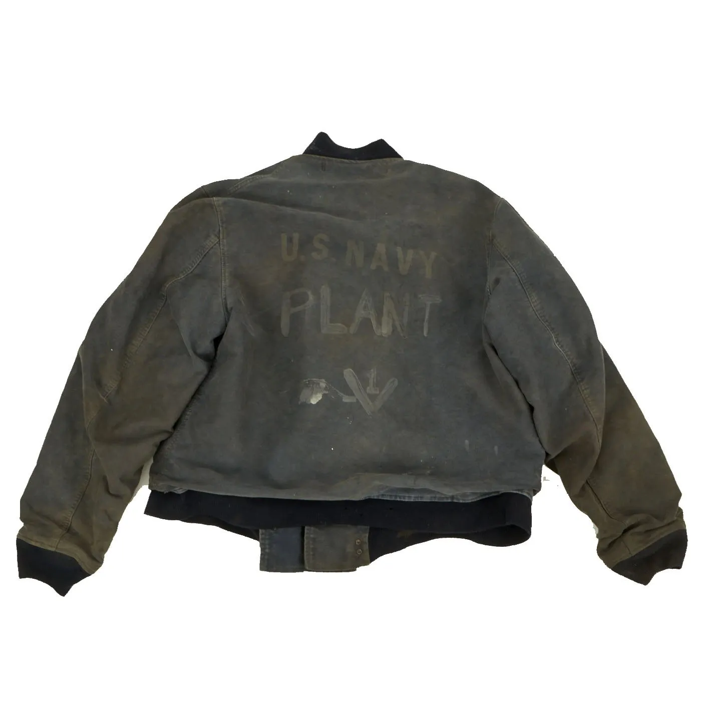 Original U.S. Navy WWII 2nd Pattern Hook Front Blue Deck Jacket - LARGE SIZE - Circa 1943