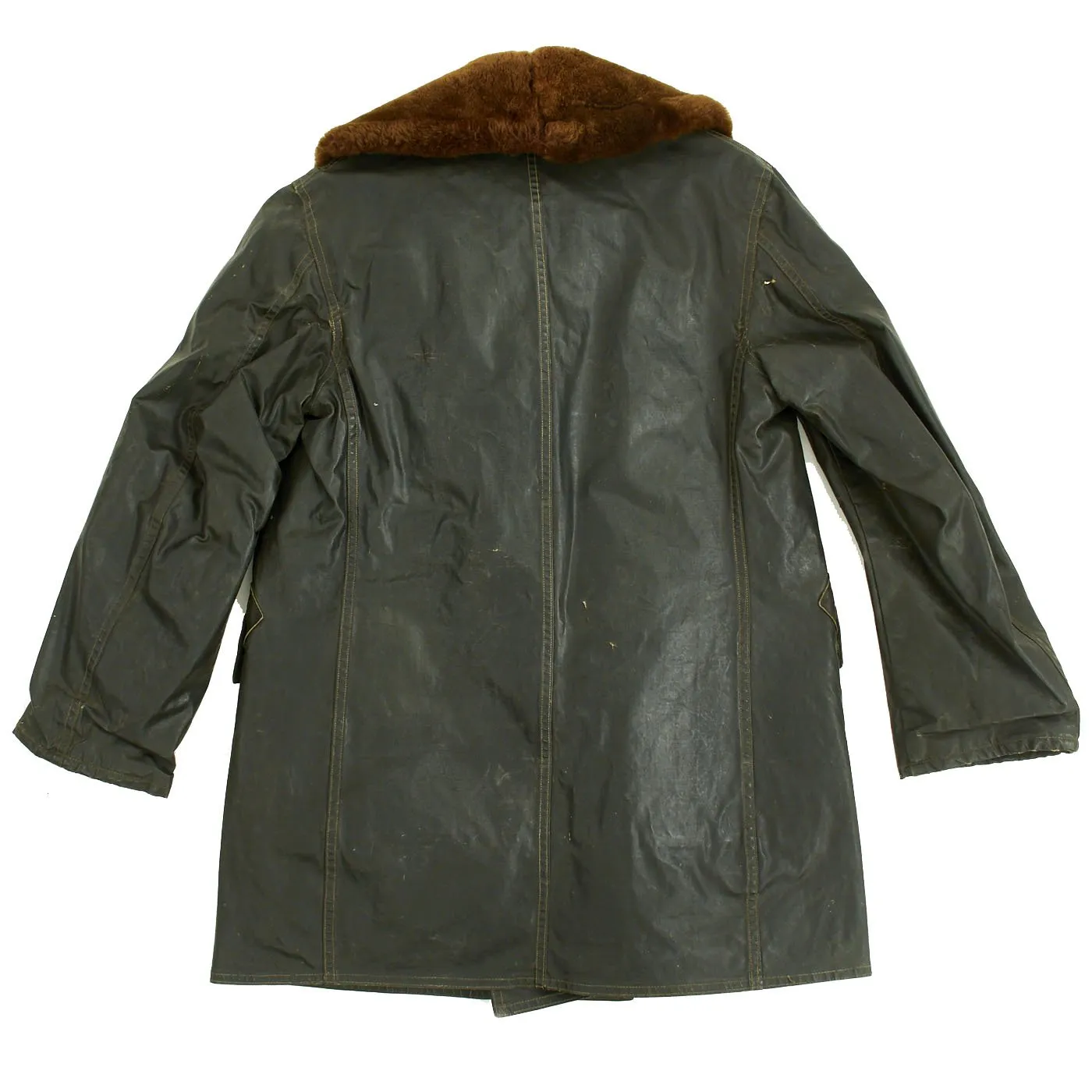 Original U.S. WWII USN Rubberized Shearling Deck Coat Navy Contract NXs 16279 - Size 42