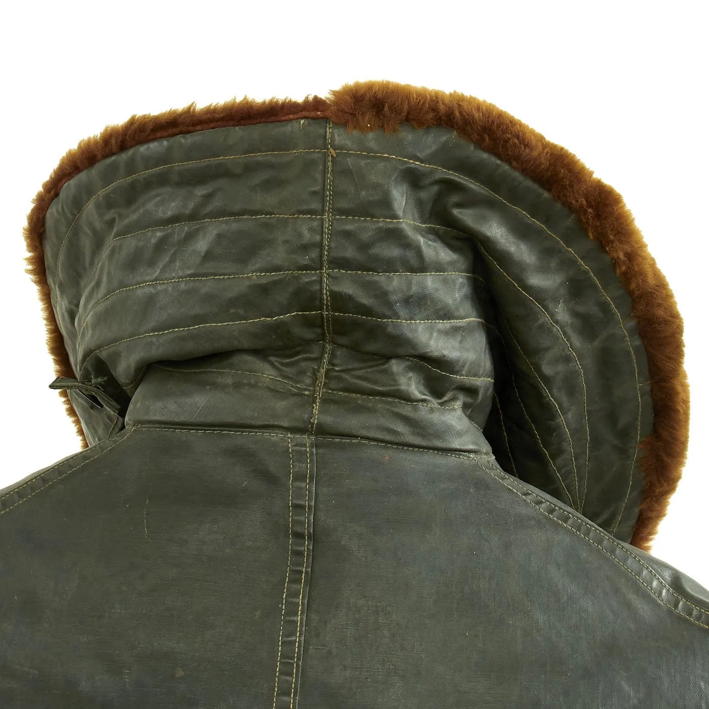 Original U.S. WWII USN Rubberized Shearling Deck Coat Navy Contract NXs 16279 - Size 42