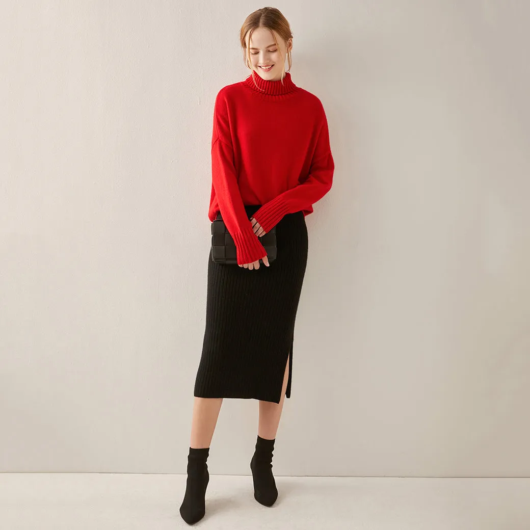 Oversized Cashmere Turtleneck Sweater Women CS012