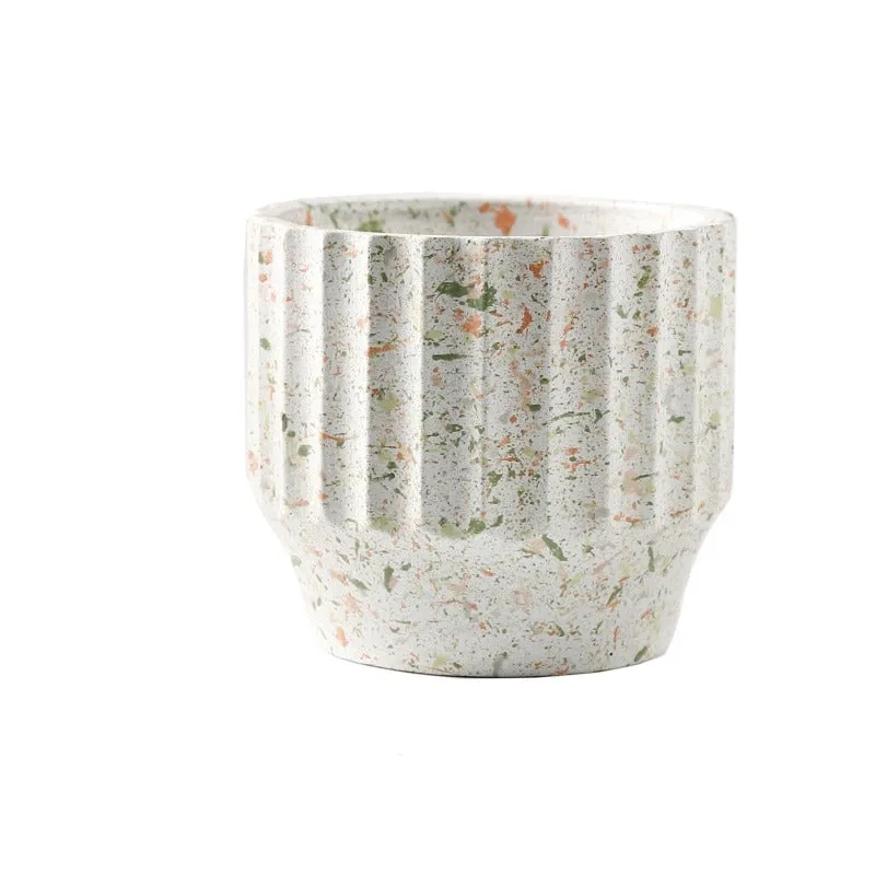 Painted Concrete Terrazzo Pot - White (Small or Medium)