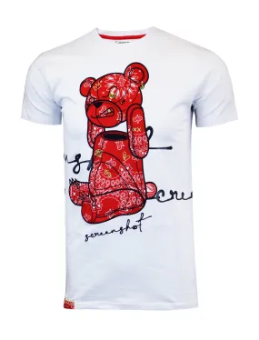 PAISLEY BEAR TEE-S11122 (WHITE/RD)