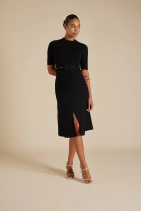 Parker Crepe Knit Dress in Black