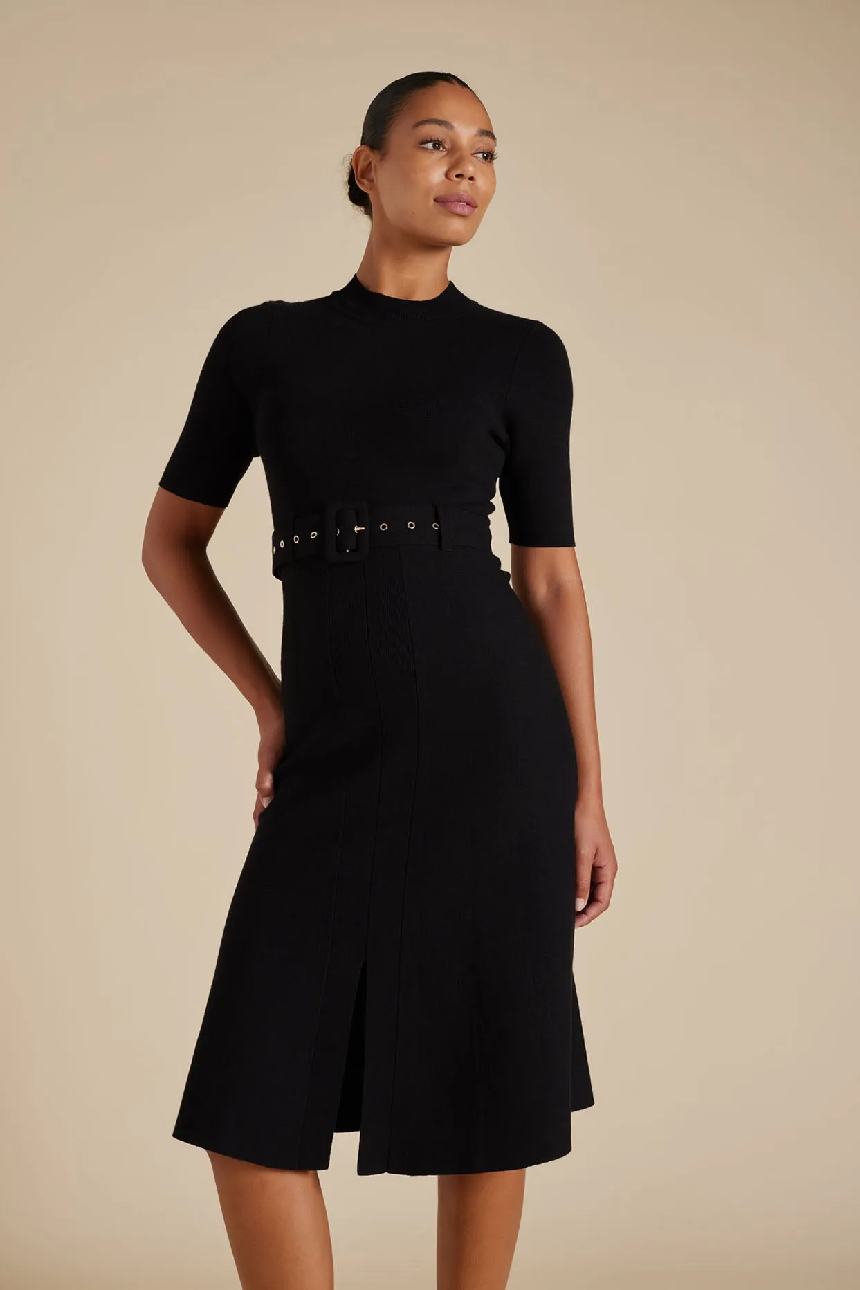 Parker Crepe Knit Dress in Black