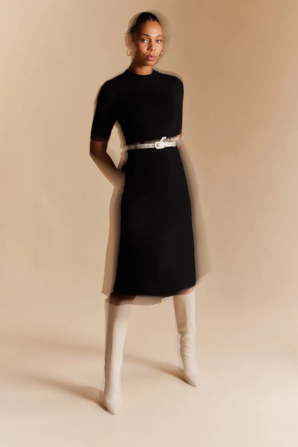 Parker Crepe Knit Dress in Black
