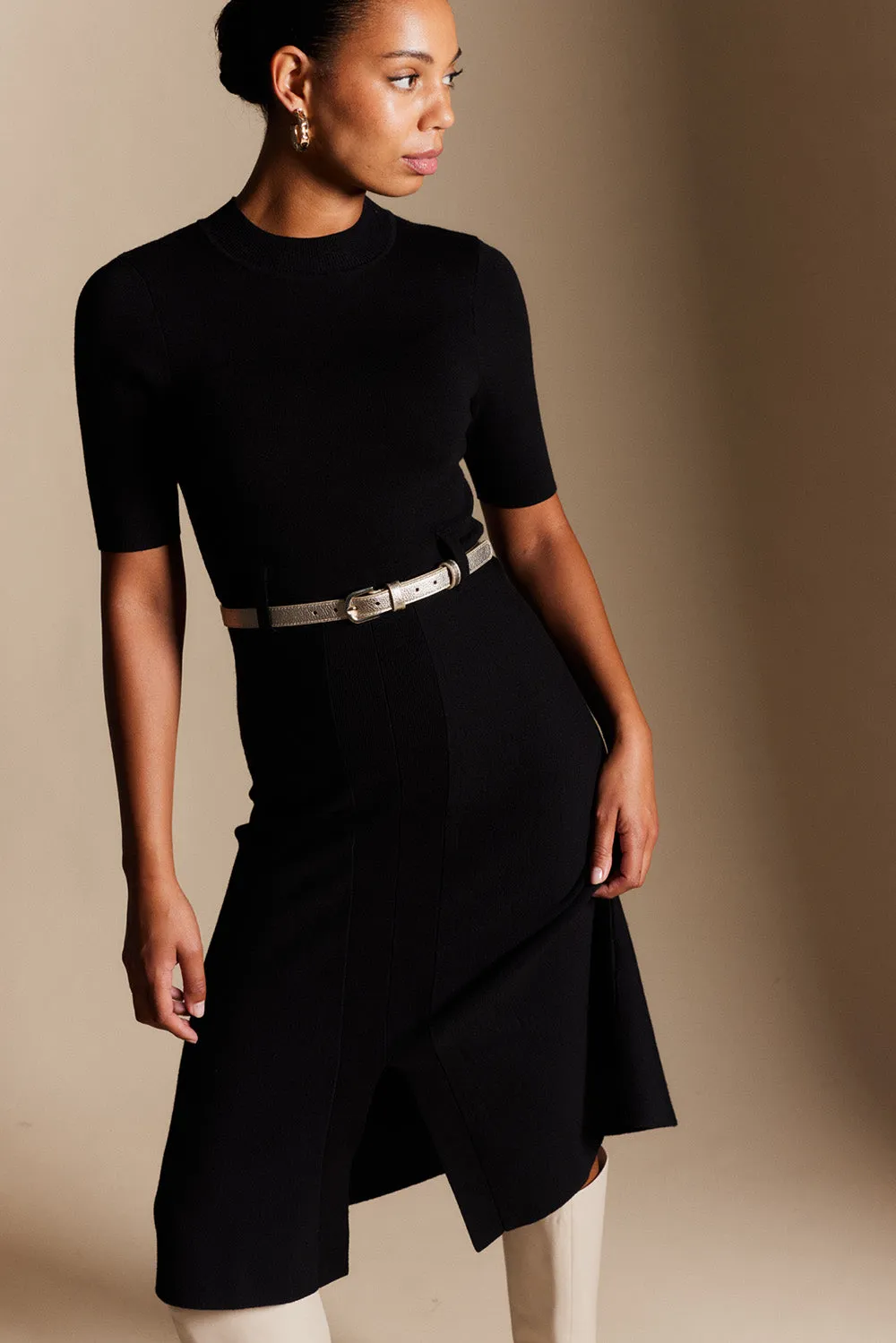 Parker Crepe Knit Dress in Black