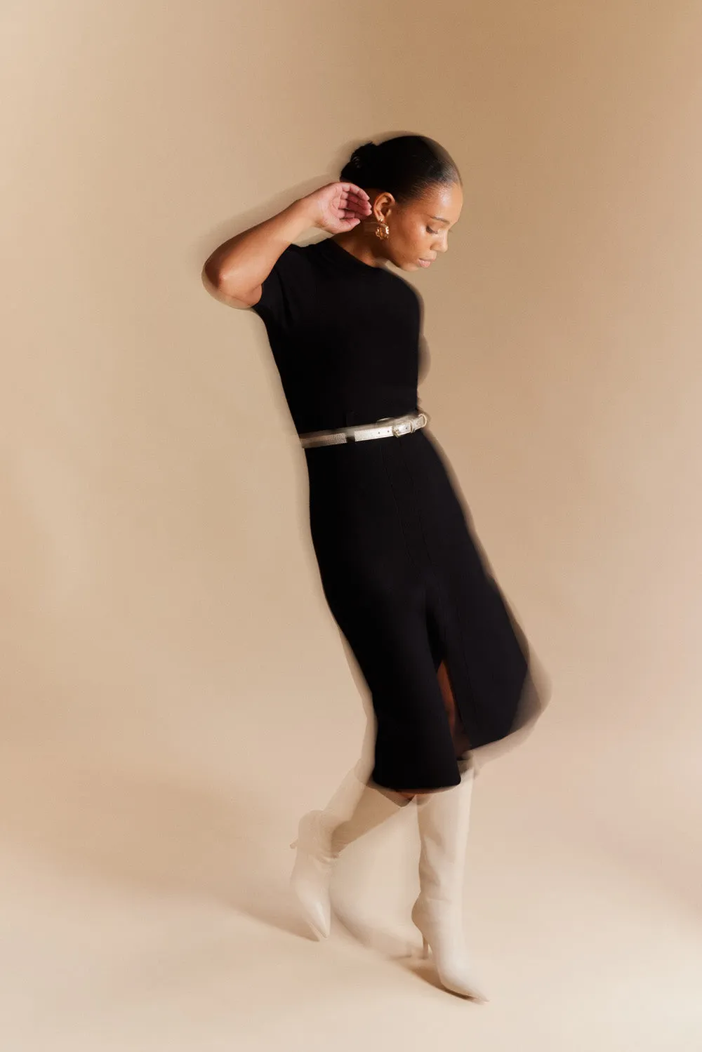 Parker Crepe Knit Dress in Black