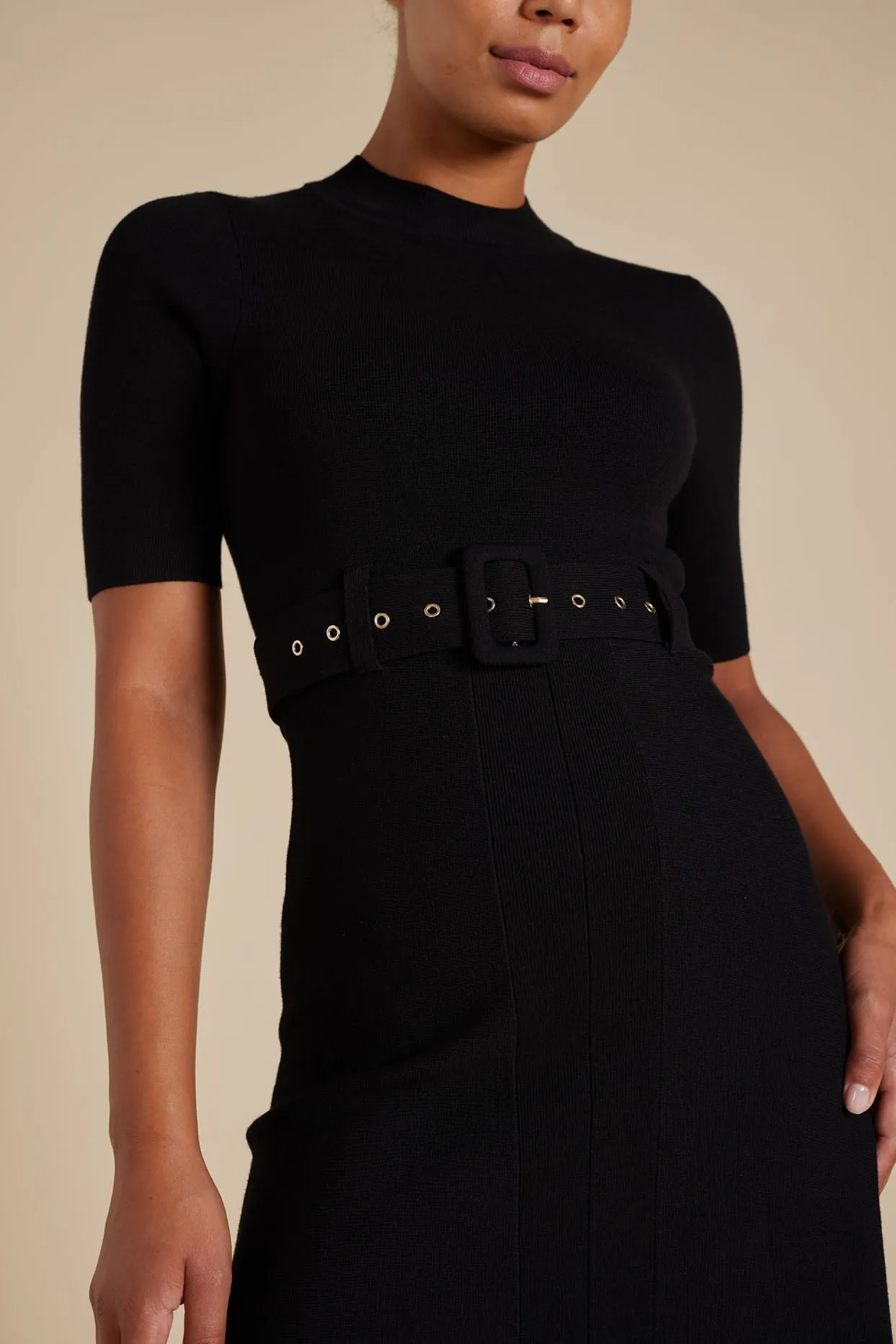 Parker Crepe Knit Dress in Black