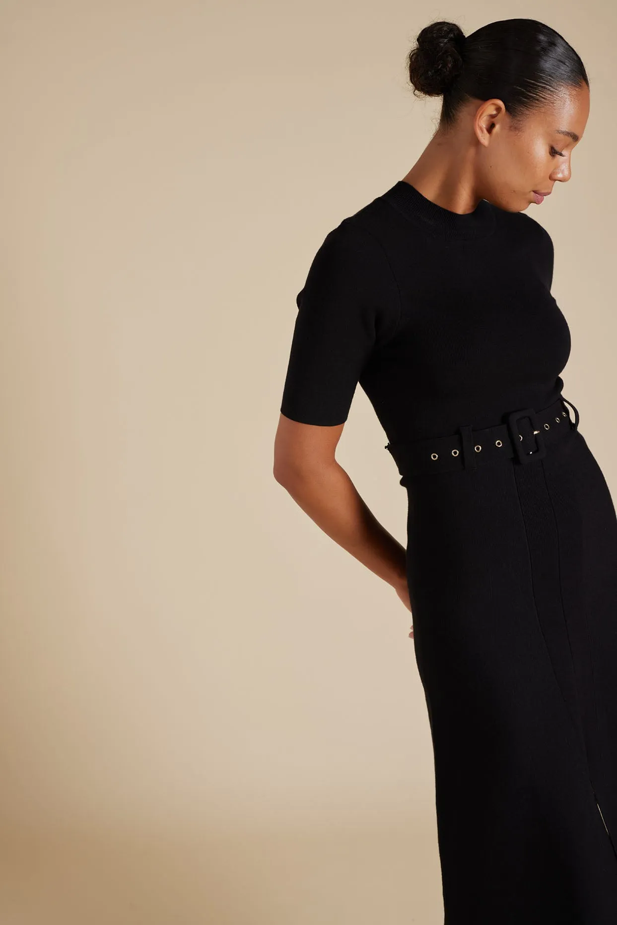 Parker Crepe Knit Dress in Black