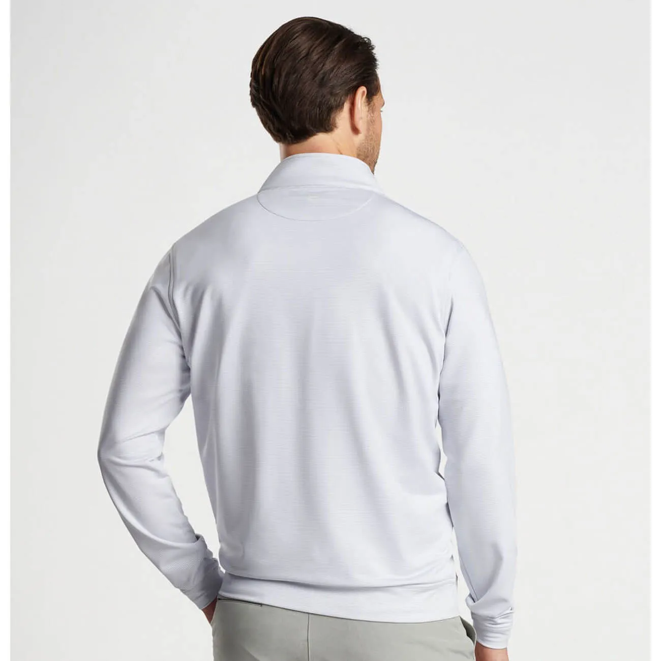 Peter Millar Perth Sugar Stripe Performance 1/4 Zip Pullover Sweater - British Grey