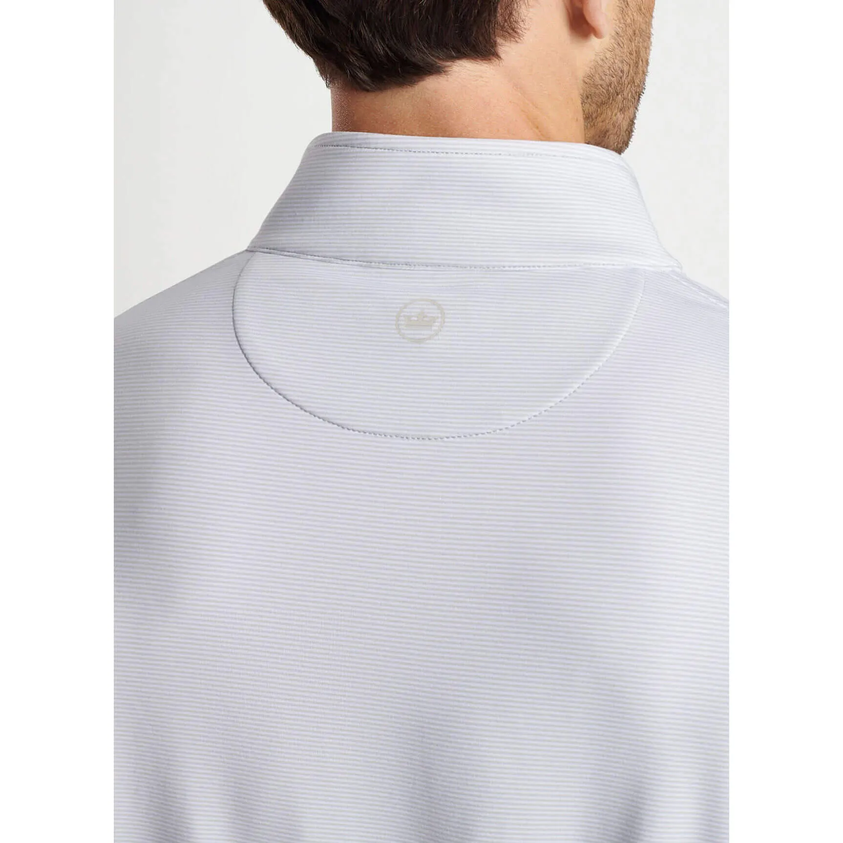 Peter Millar Perth Sugar Stripe Performance 1/4 Zip Pullover Sweater - British Grey