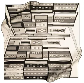 Pierre Cardin Silk Neck Scarf Cityscape No. 11