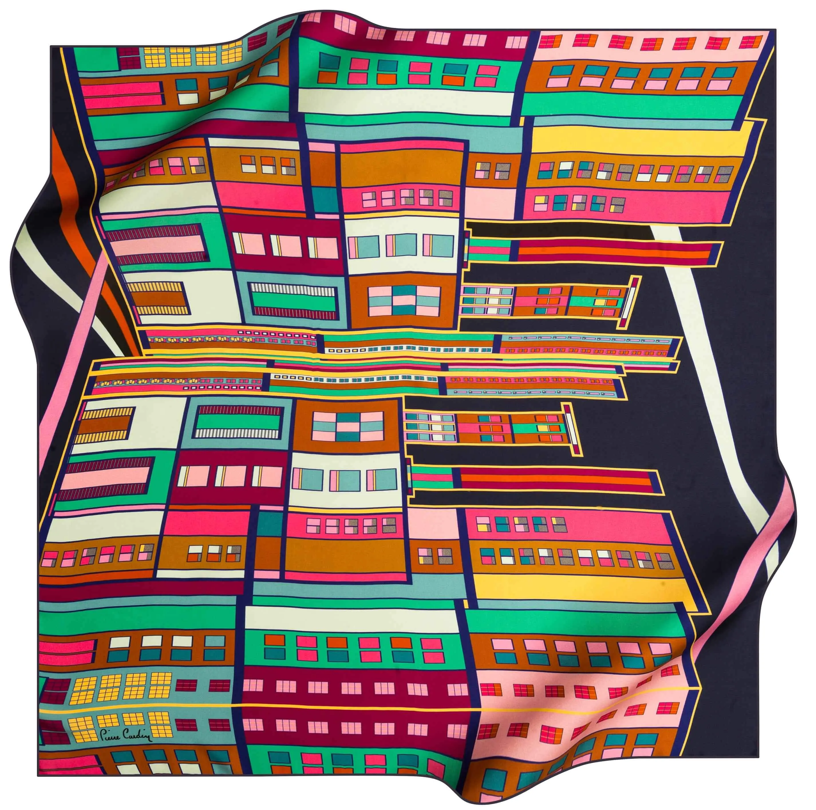 Pierre Cardin Silk Neck Scarf Cityscape No. 22