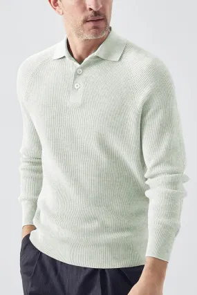 POLO long-sleeved sweater solid color lapel sweater