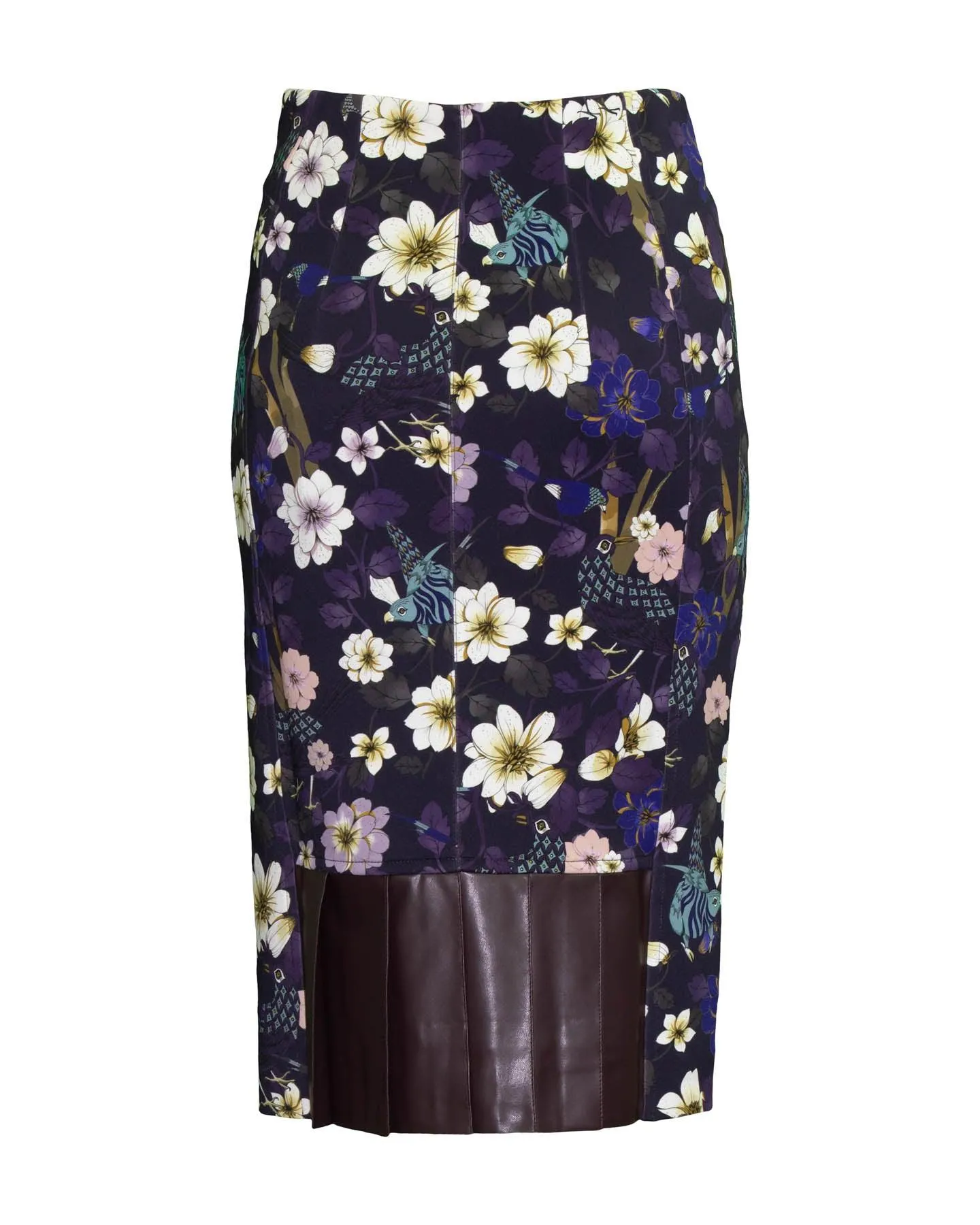 Print Pencil Skirt Pleat Detail