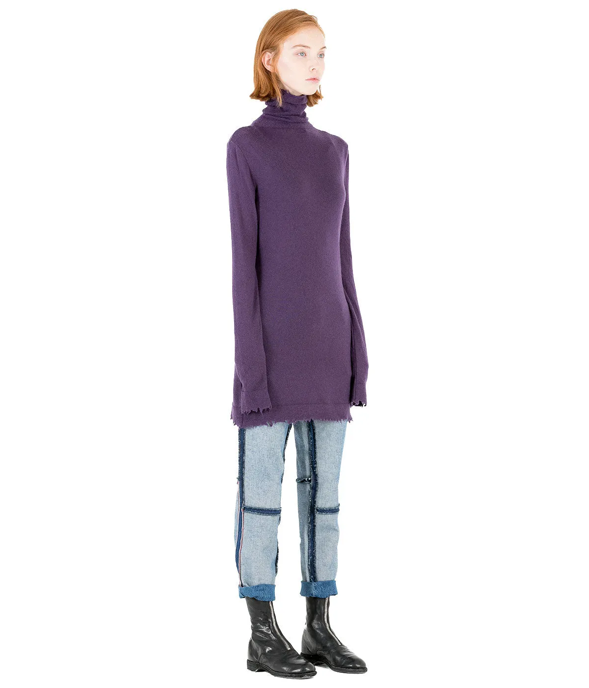 Purple Boiled Cashmere Dress