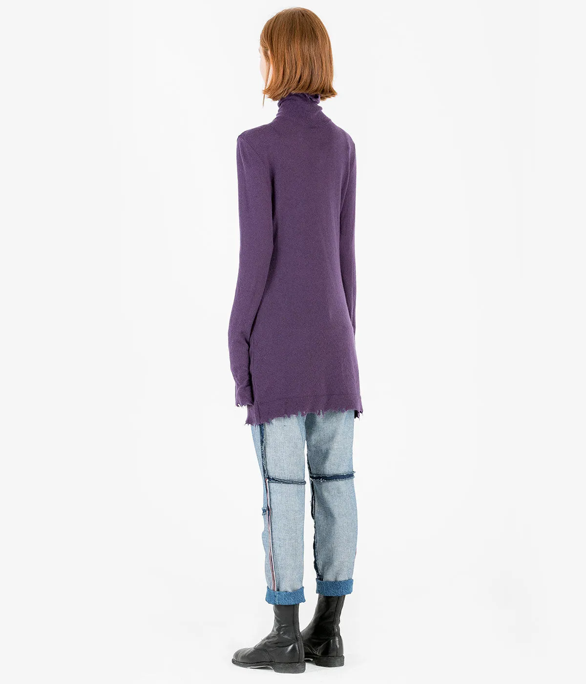 Purple Boiled Cashmere Dress