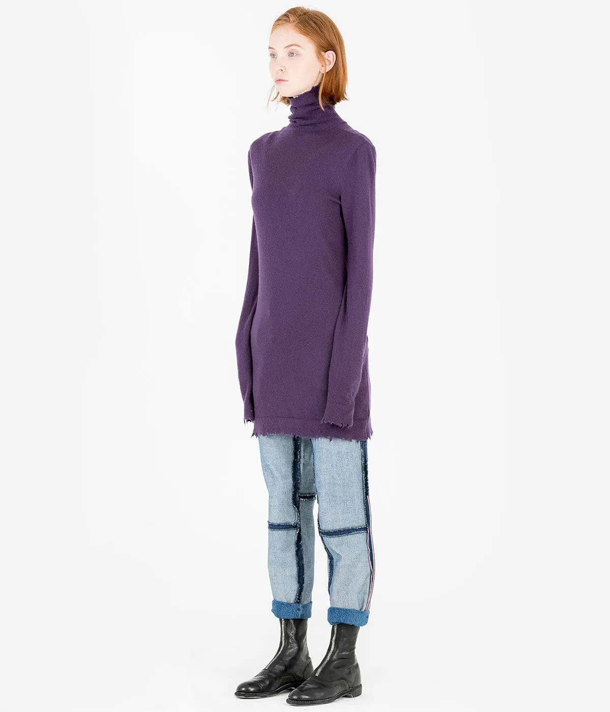 Purple Boiled Cashmere Dress