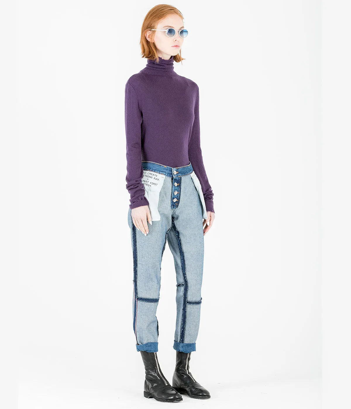 Purple Boiled Cashmere Dress