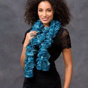 Red Heart Knit Glitzy Ruffle Scarf