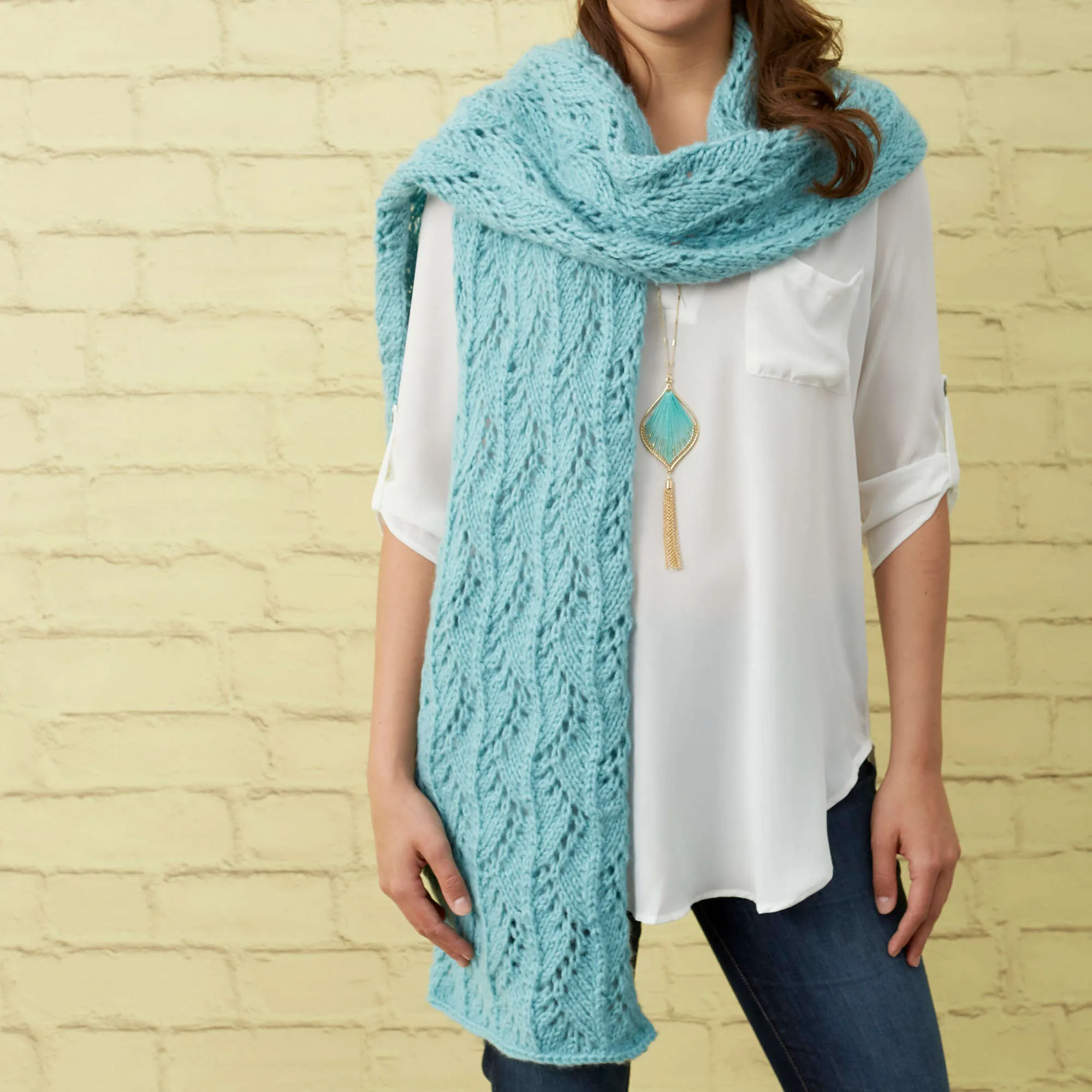 Red Heart Knit Stunning Lace Scarf