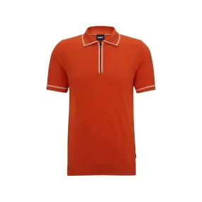 Regular Fit Polo Sweater with Zip Placket- 50495396