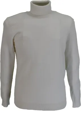 Relco Mens Ivory Fine Gauge Roll Neck Jumper