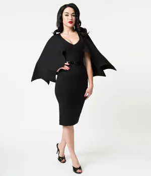 Retrolicious Black Sleeved Creature Of The Night Wiggle Dress